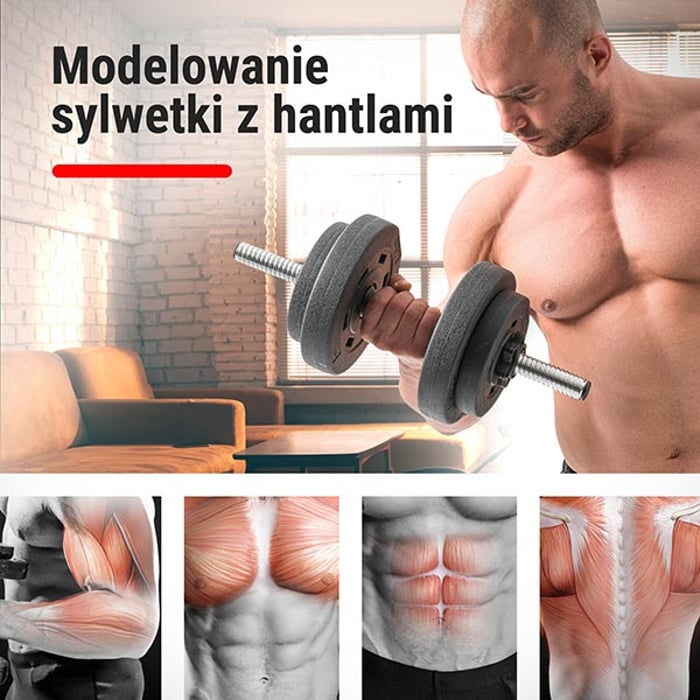 Ragazzo che si allena con manubri bituminosi Hop-sport