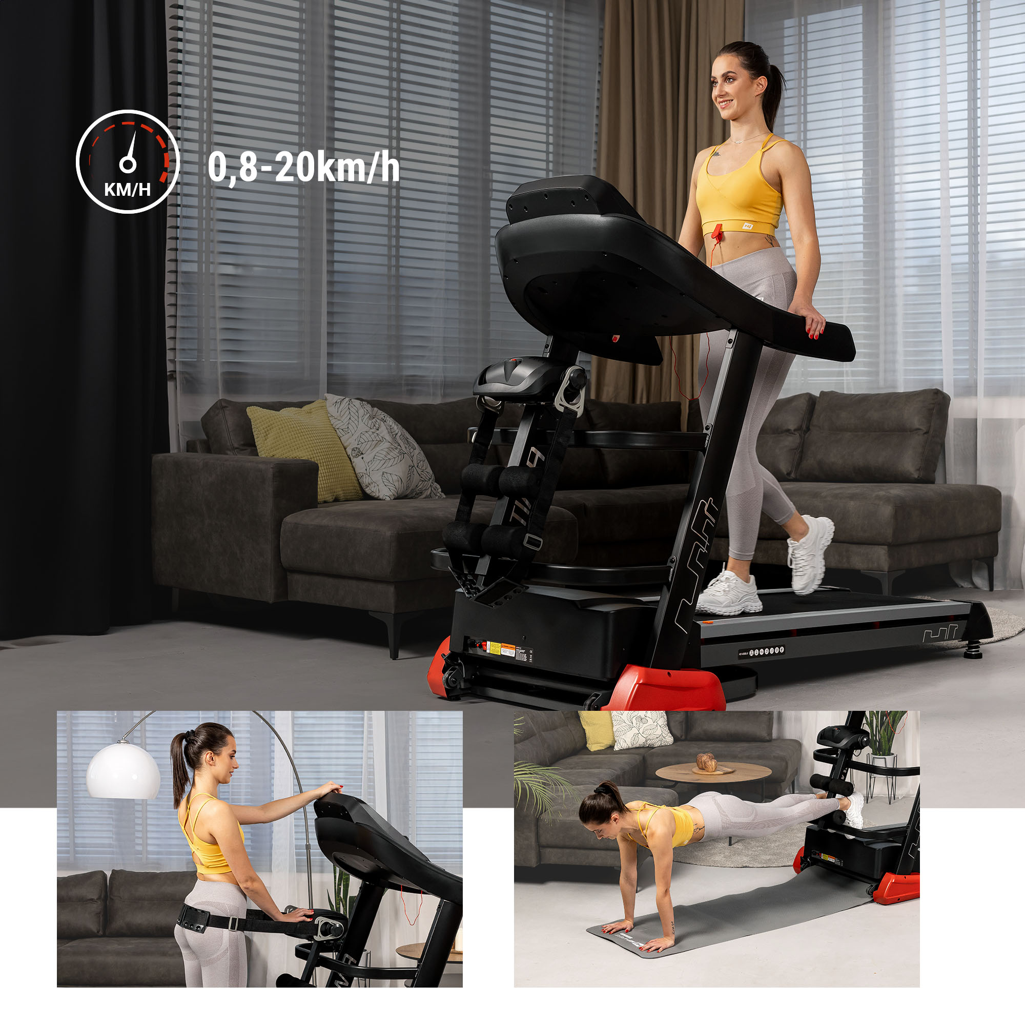 Il tapis roulant Ultima Hop-Sport è dotato di un motore DC da 4 HP, che consente di correre da 0,8-20 km/h