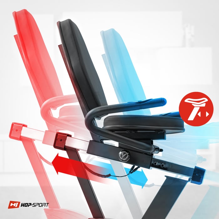 Cyclette orizzontale HS-060L Pulse argento dotata di sedile regolabile con schienale