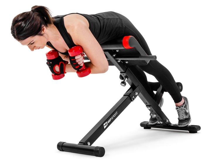 Ragazza che si allena sulla panca romana HS-1016 del marchio Hop-sport