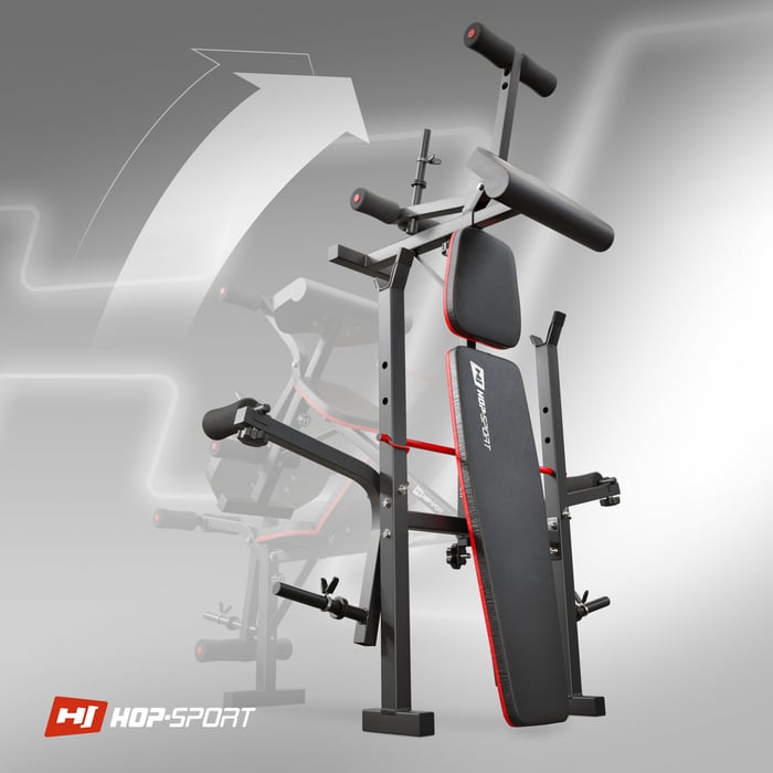 Possibilità di piegare la panca da allenamento HS-1055 del marchio Hop-sport