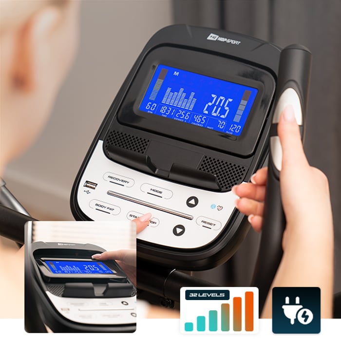 Ellittica da allenamento HS-250C Riper dotata di computer con supporto e display leggibile