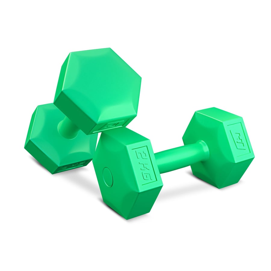 Set di manubri compositi esagonali 2x2kg, coppia di manubri per fitness