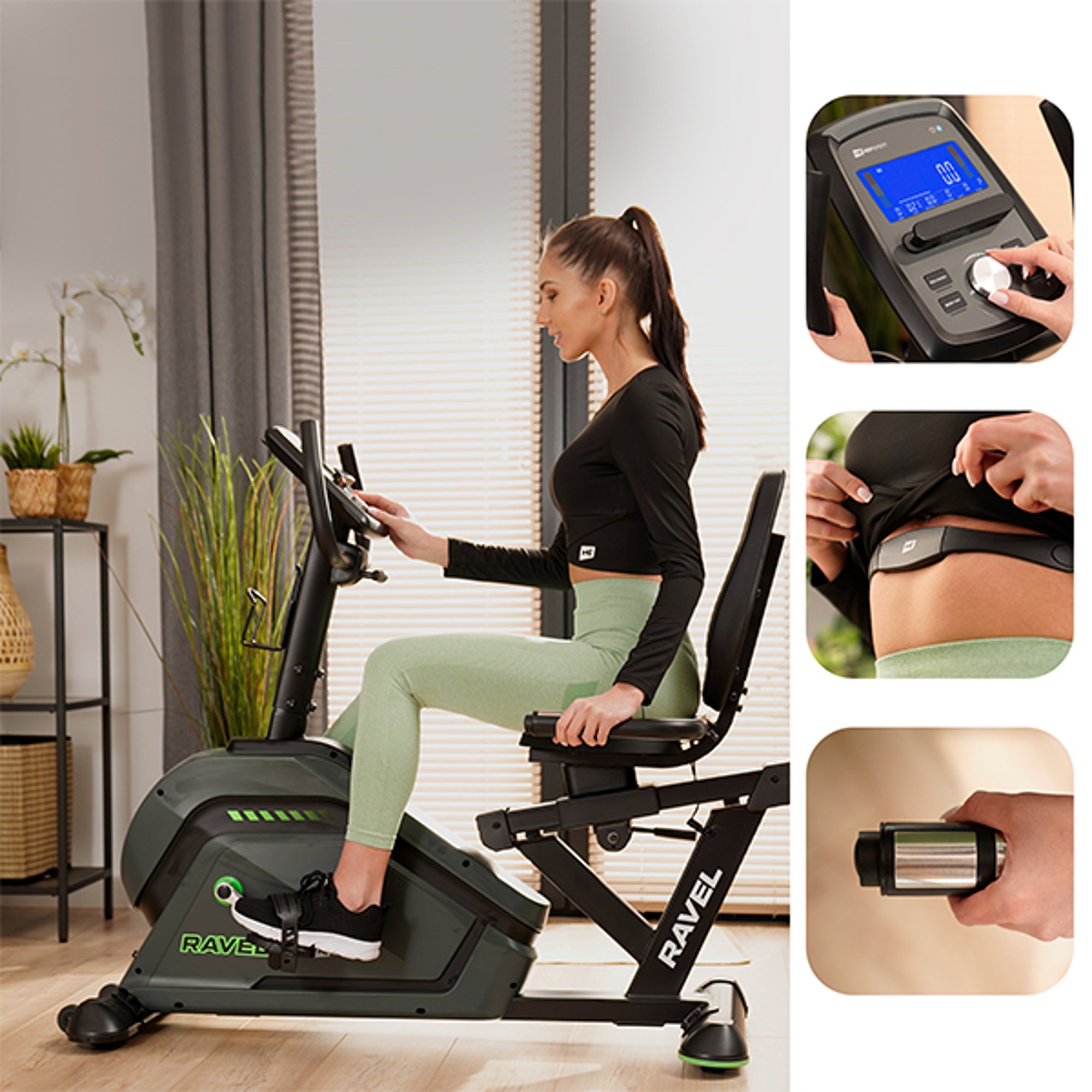 Bicicletta reclinata elettromagnetica HS-120L Ravel con numerose regolazioni