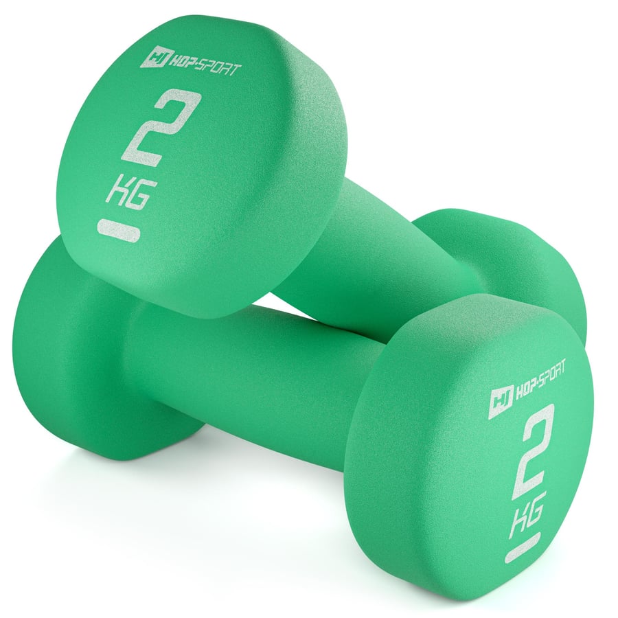 Set di manubri in ghisa rivestiti in neoprene 2x2kg, coppia di manubri per fitness