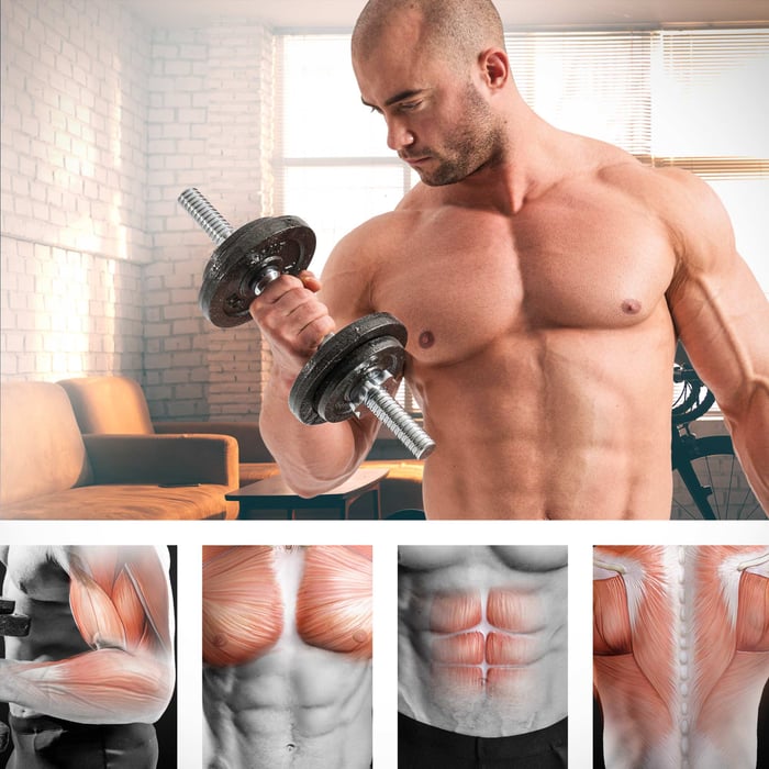 Ragazzo che si allena con manubri in ghisa Hop-sport