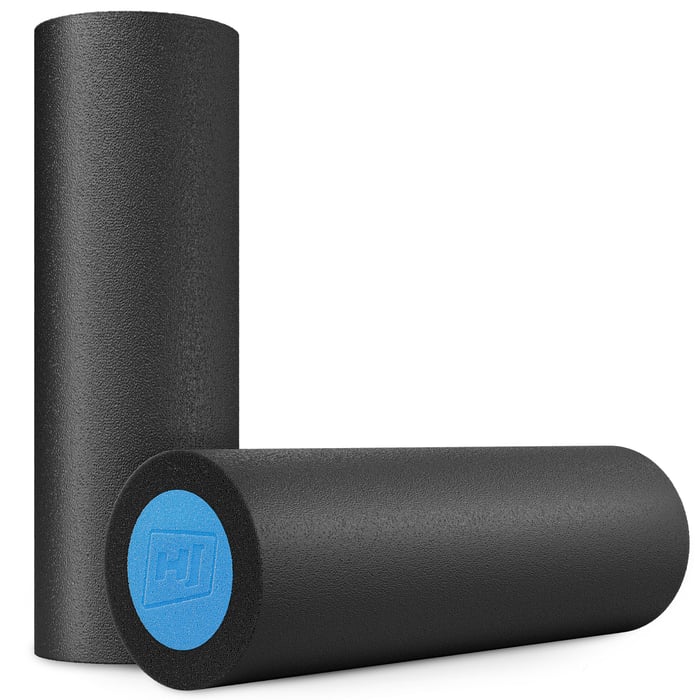 Rullo realizzato in resistente schiuma EPE per l'allungamento post-allenamento in colore nero-blu