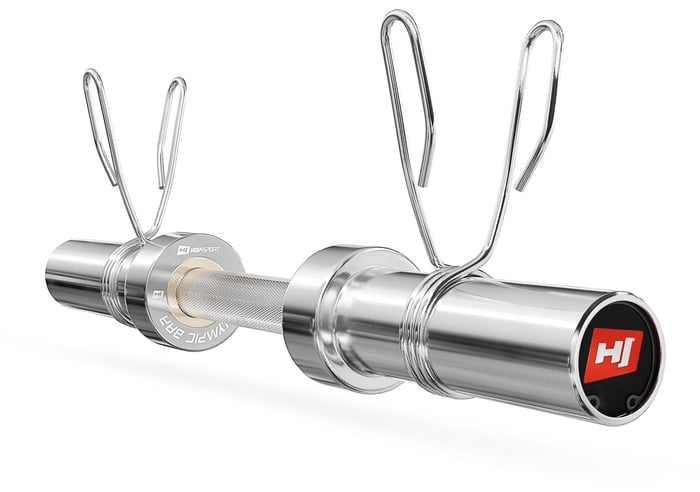 bilanciere olimpico corto 50cm marca Hop-Sport con morsetti a molla