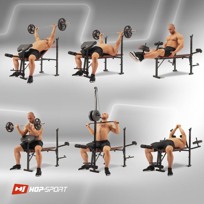 Esercizi esemplari sulla panca da allenamento HS-1055 del marchio Hop-sport