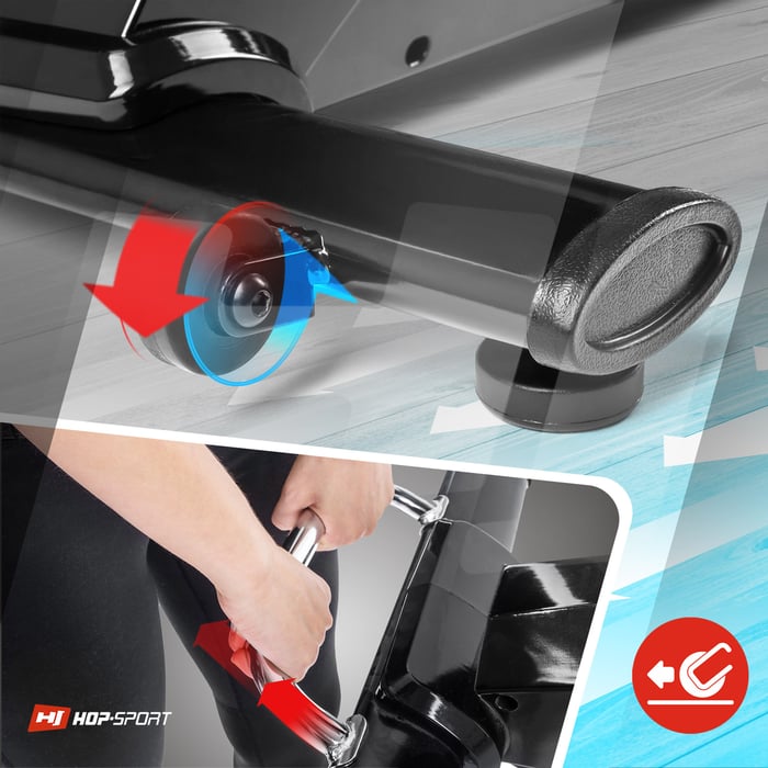 Bicicletta reclinata Hop-Sport HS-070L Helix rossa dotata di rotelle di trasporto e maniglia per facilitare lo spostamento