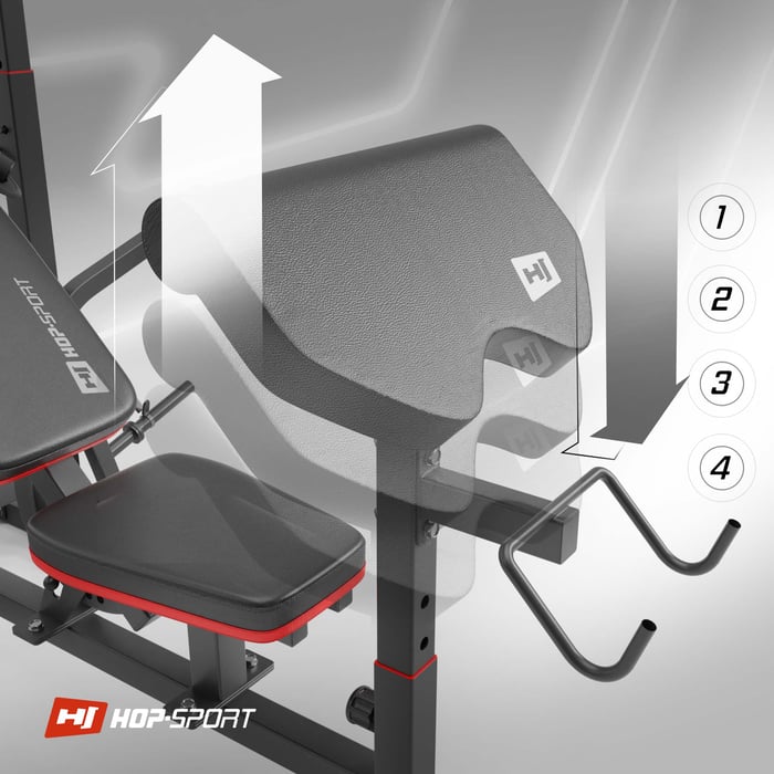 Regolazione del preacher curl nella panca da allenamento HS-1075 del marchio hop-sport