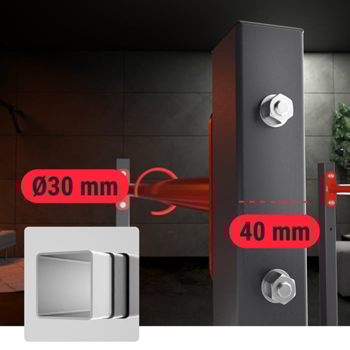 Primo piano del profilo nelle parallele HS-1011K del marchio Hop-sport