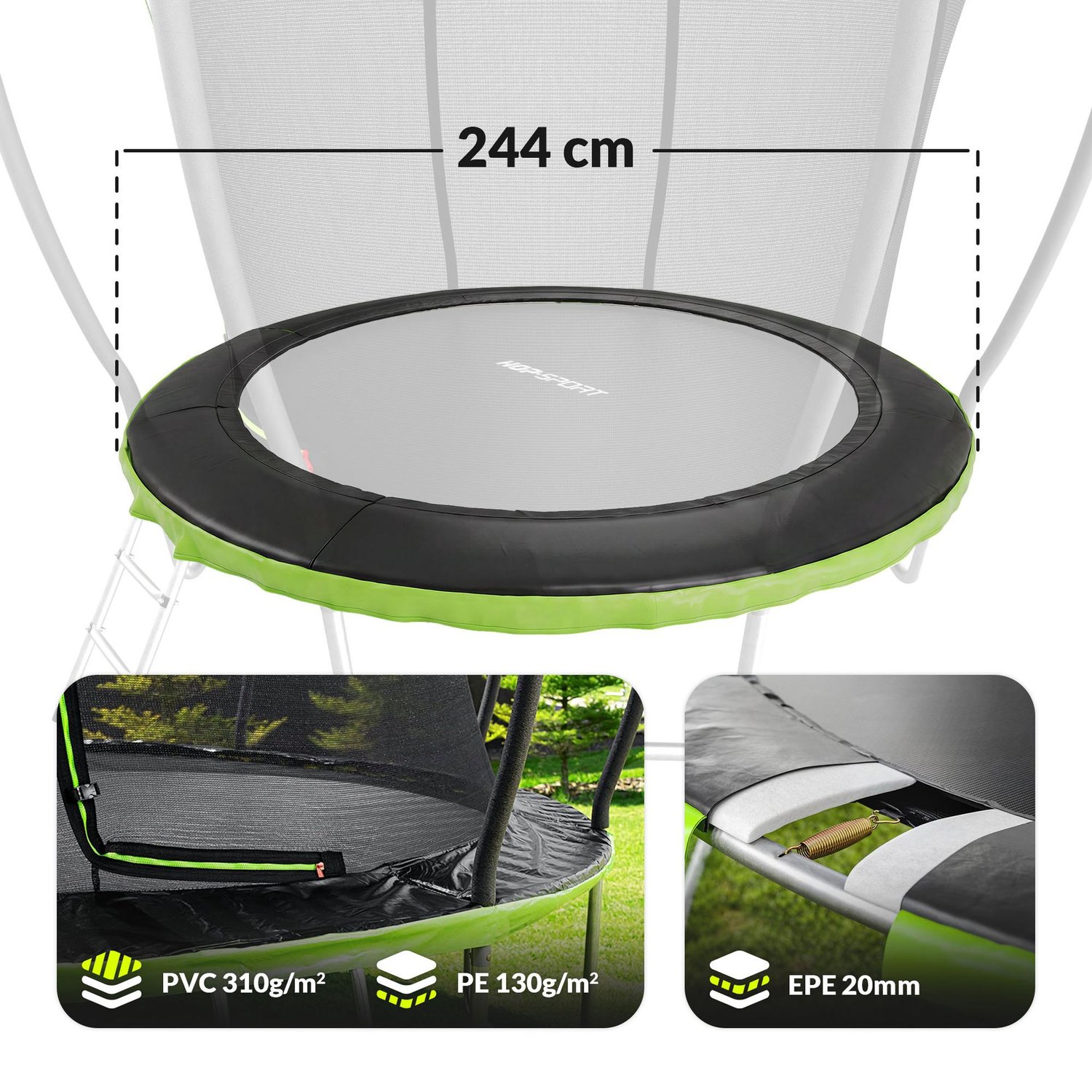 Copertura per molle del trampolino 244 cm / 8 ft HS-TSC008DZ Nero/Verde