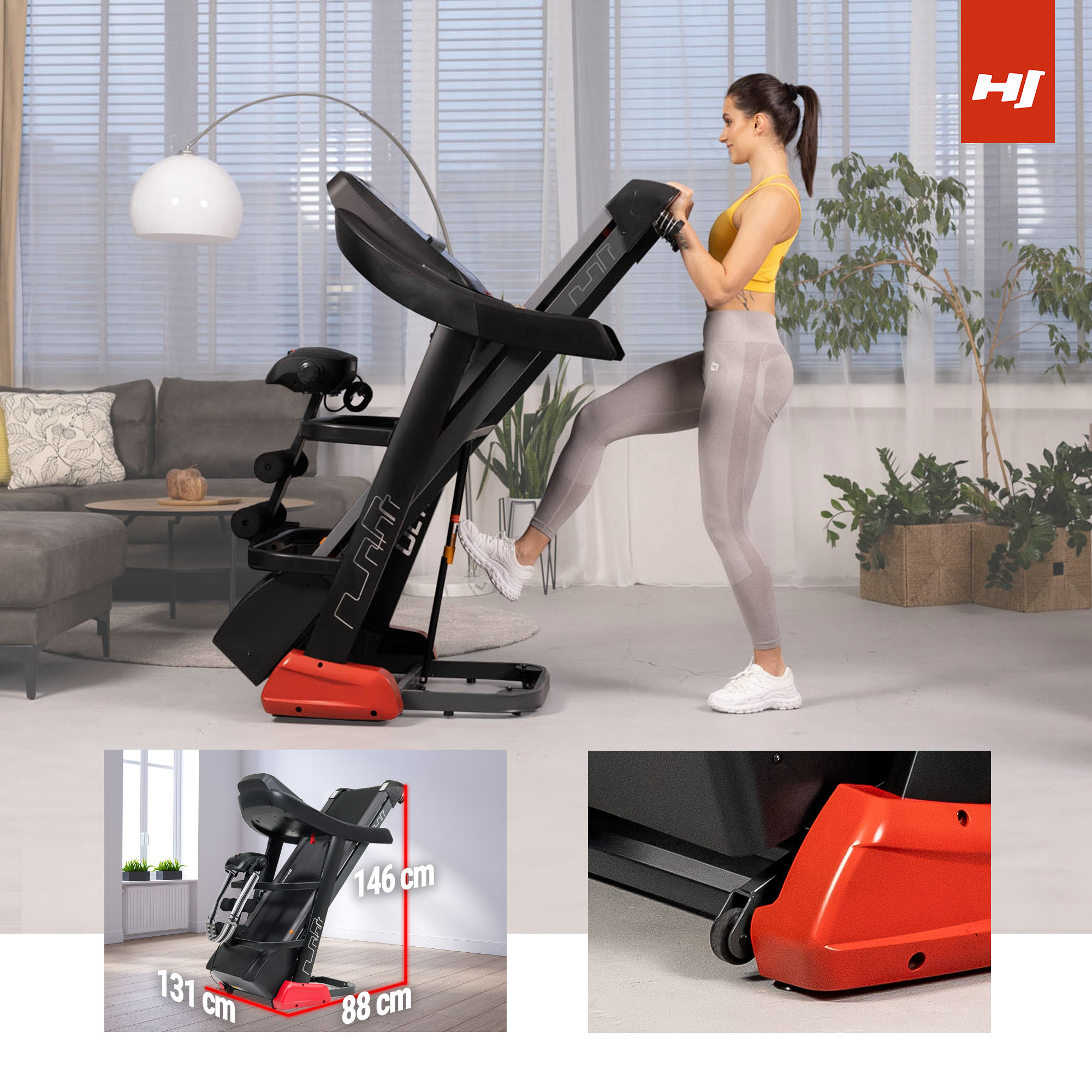 Tapis roulant Hop-Sport HS-4000LB Ultima dotato di sistema di piegatura e trasporto